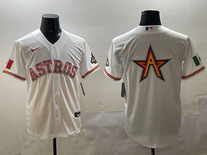 Men Houston Astros Blank White Mexico Game 2025 Nike MLB Jersey style 4